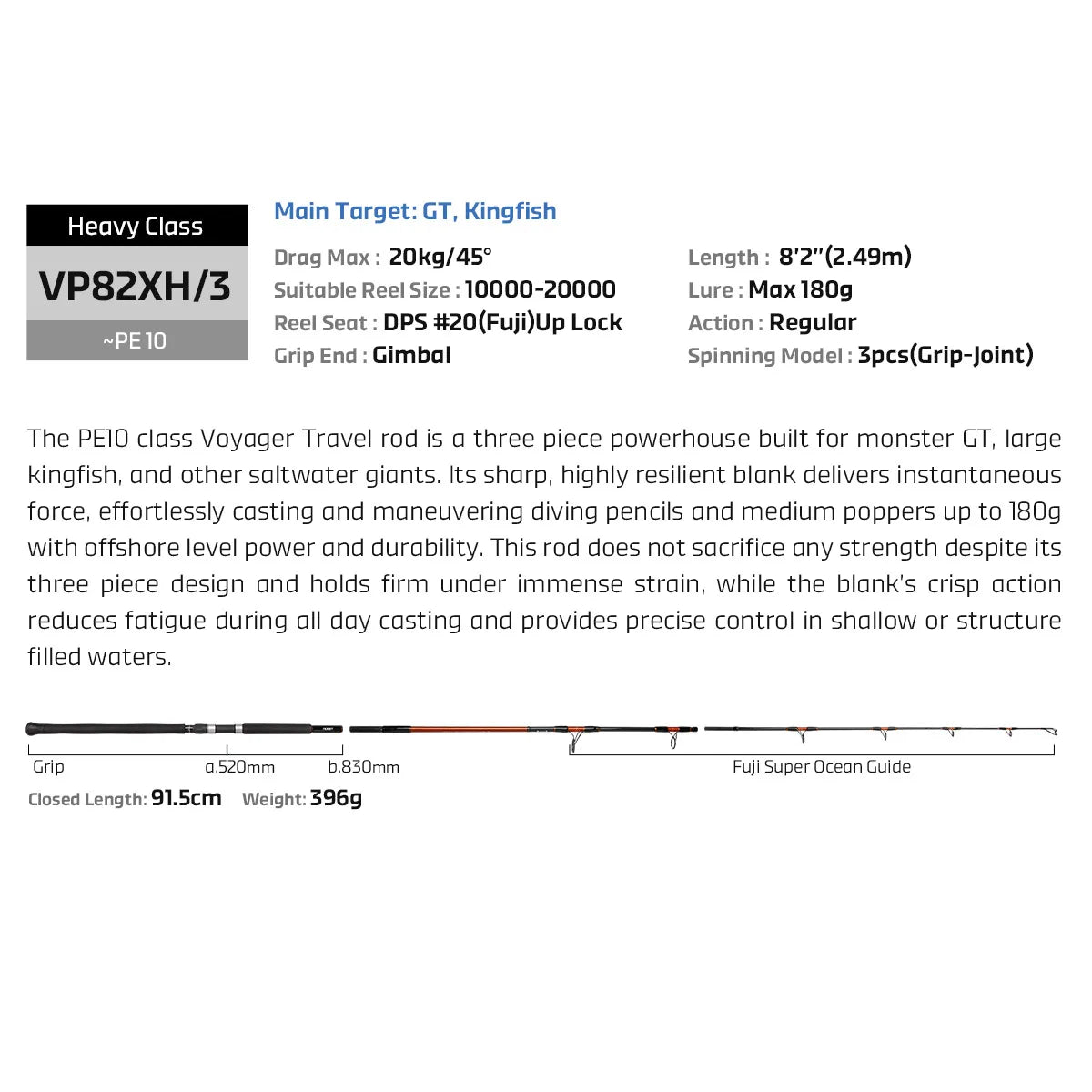 VOYAGER Travel Popping Fishing Rod