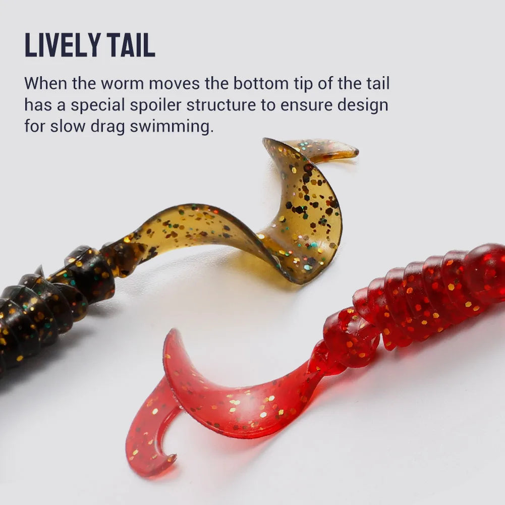 8pcs 60mm-80mm Silicone Grub Spinner Lures for Bass