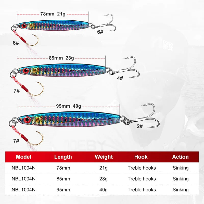 Metal Jig Lure 21g-40g for Saltwater Seabass Fishing
