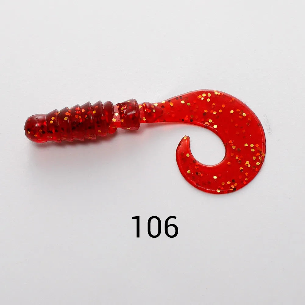 8pcs 60mm-80mm Silicone Grub Spinner Lures for Bass