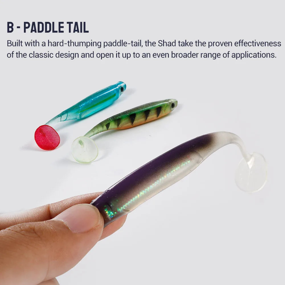 Silicone Shad Soft Lure 75mm-115mm T Tail for Bass and Sea Fishing