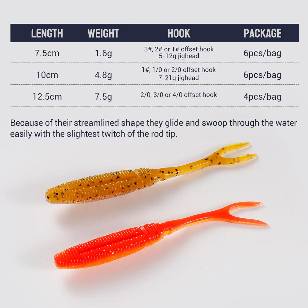 Pin Tail Silicone Jig Lure 7.5cm-12.5cm for Bass