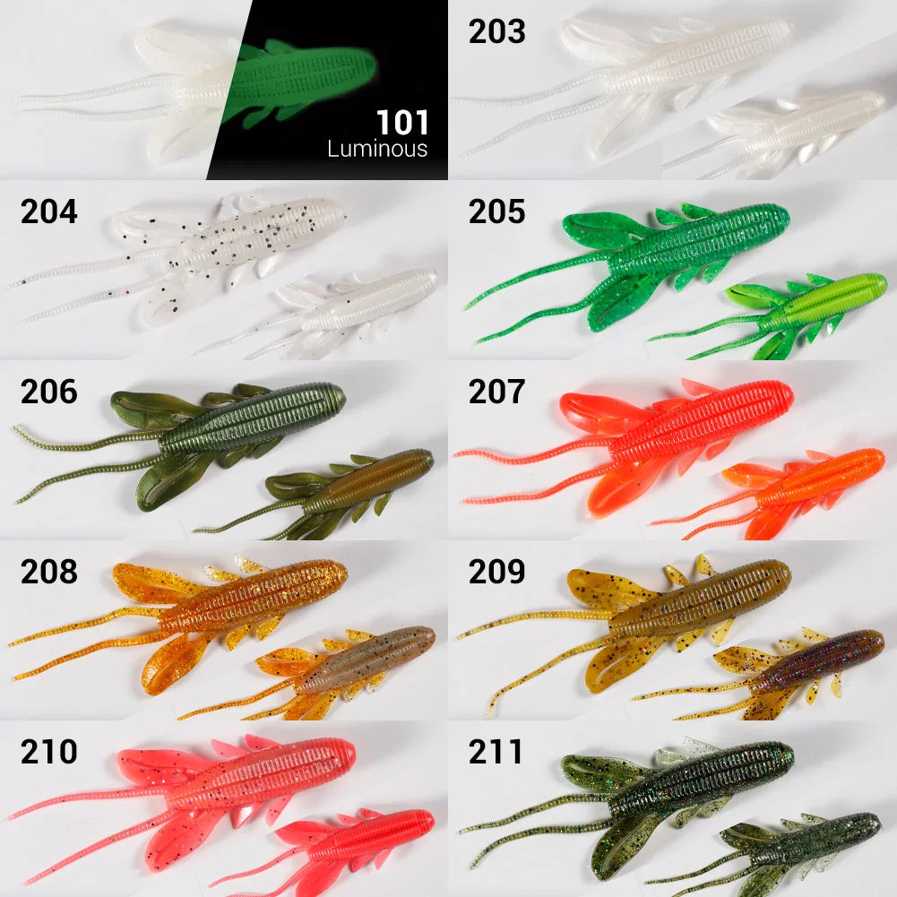 Silicone Soft Creature Bait 90mm 9g for Bass Fishing, Shrimp Worm Fishing Tackle Lure