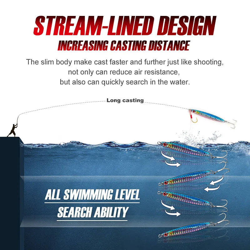 Metal Jig Lure 21g-40g for Saltwater Seabass Fishing