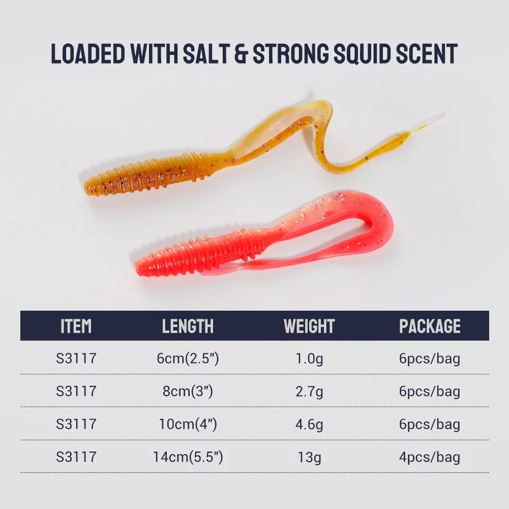Soft Silicone Lures 6cm-14cm Special Tail Worm Swimbaits for Crap and Bass Fishing
