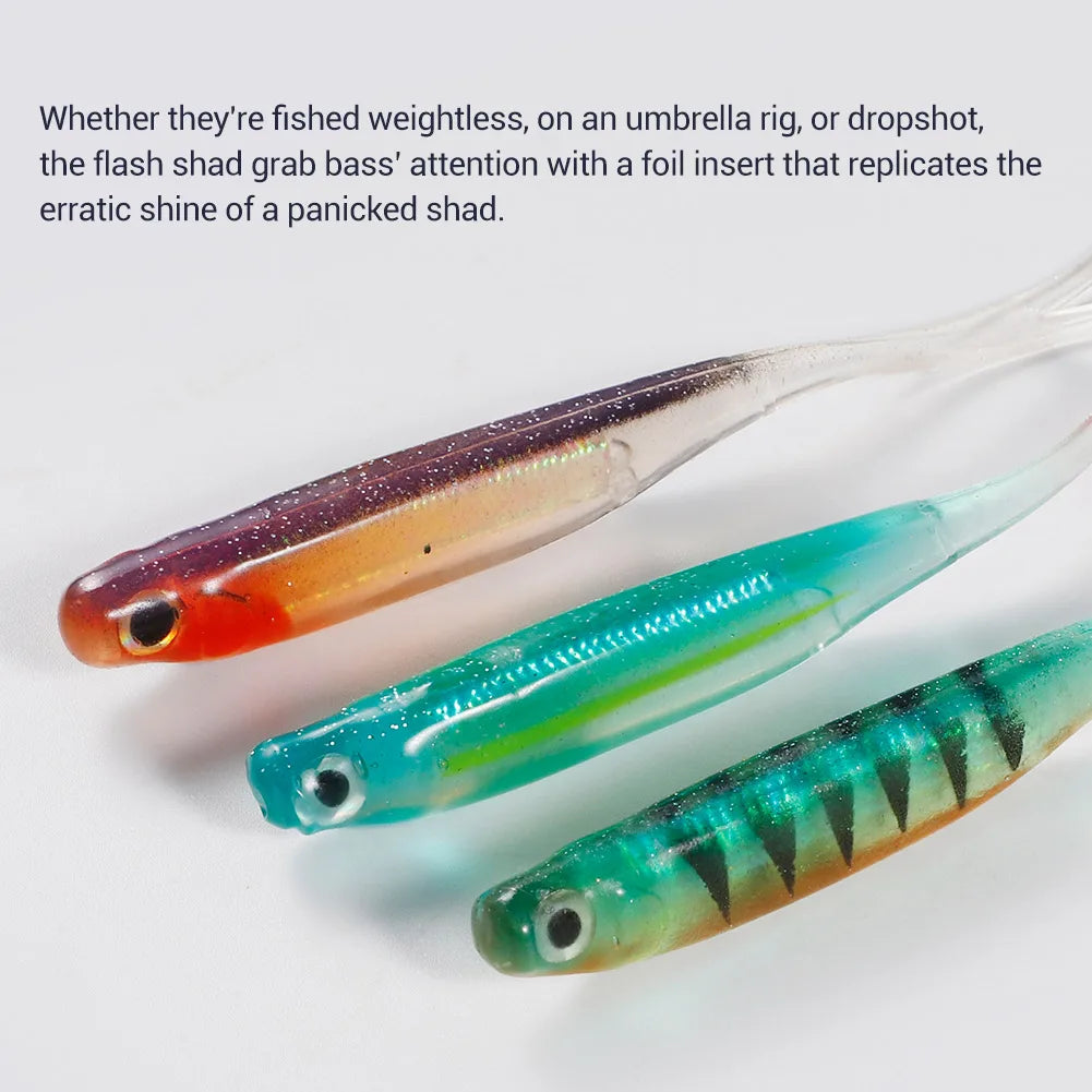 Silicone Shad Soft Lure 75mm-115mm T Tail for Bass and Sea Fishing