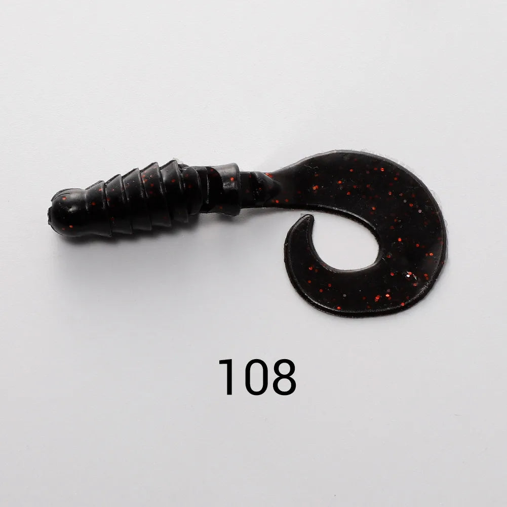 8pcs 60mm-80mm Silicone Grub Spinner Lures for Bass