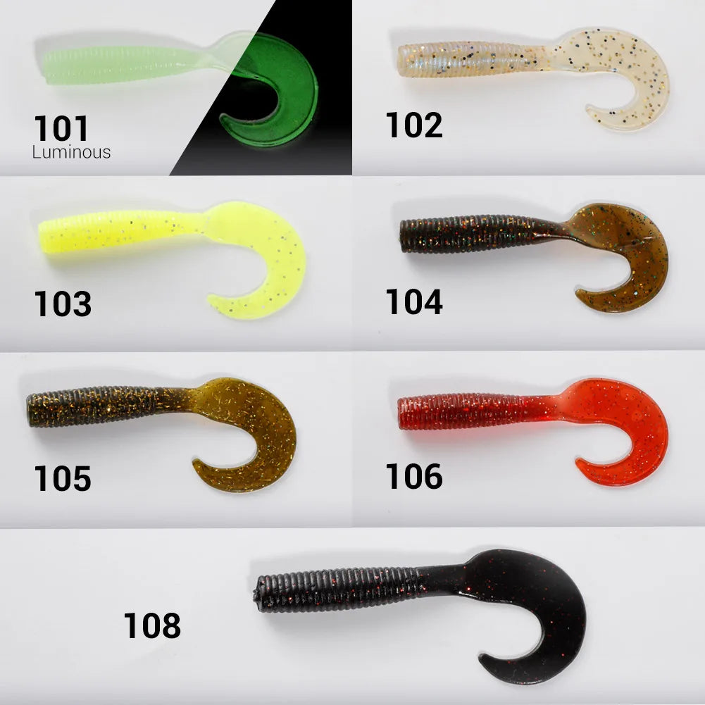 5.5cm-8cm Grub Silicone Soft Lures (6pcs) for Bass and Carp