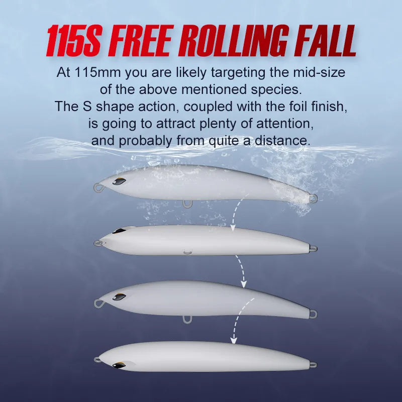 115mm 51g Sinking Pencil Lure for GT and Tuna Fishing