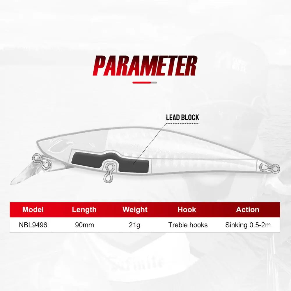 90mm 21g Sinking Minnow Set for Sea Bass Fishing