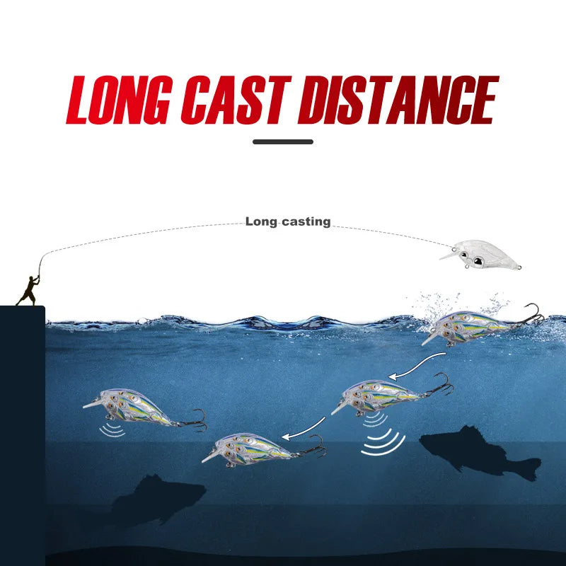 Sound Floating Crankbait 60mm 12.5g Wobbler Jerkbait for Bass, Trout, and Carp