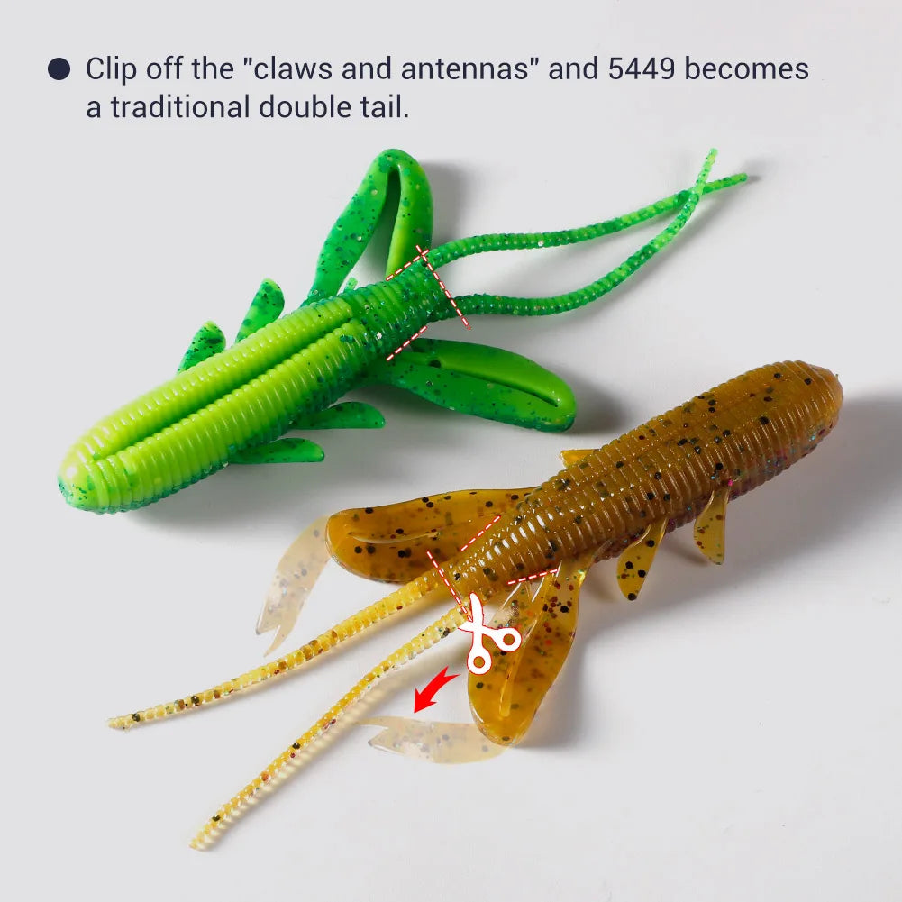 Silicone Soft Creature Bait 90mm 9g for Bass Fishing, Shrimp Worm Fishing Tackle Lure
