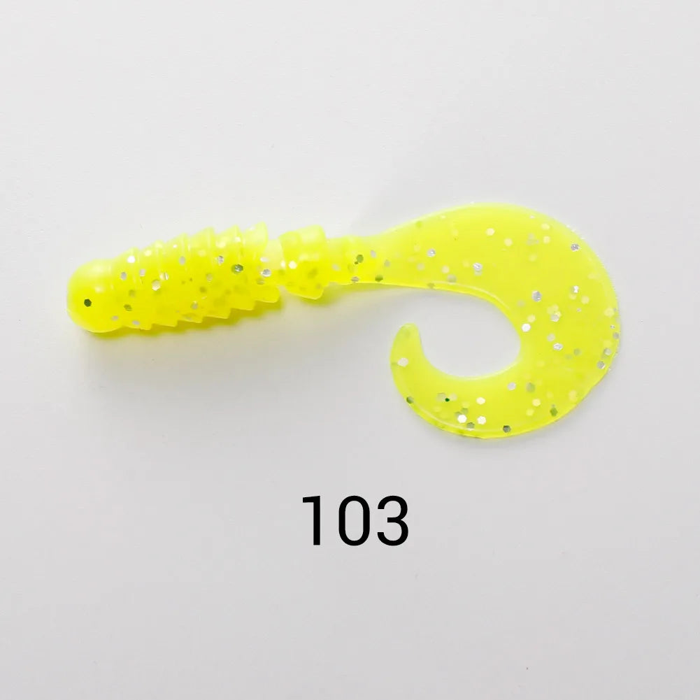 8pcs 60mm-80mm Silicone Grub Spinner Lures for Bass