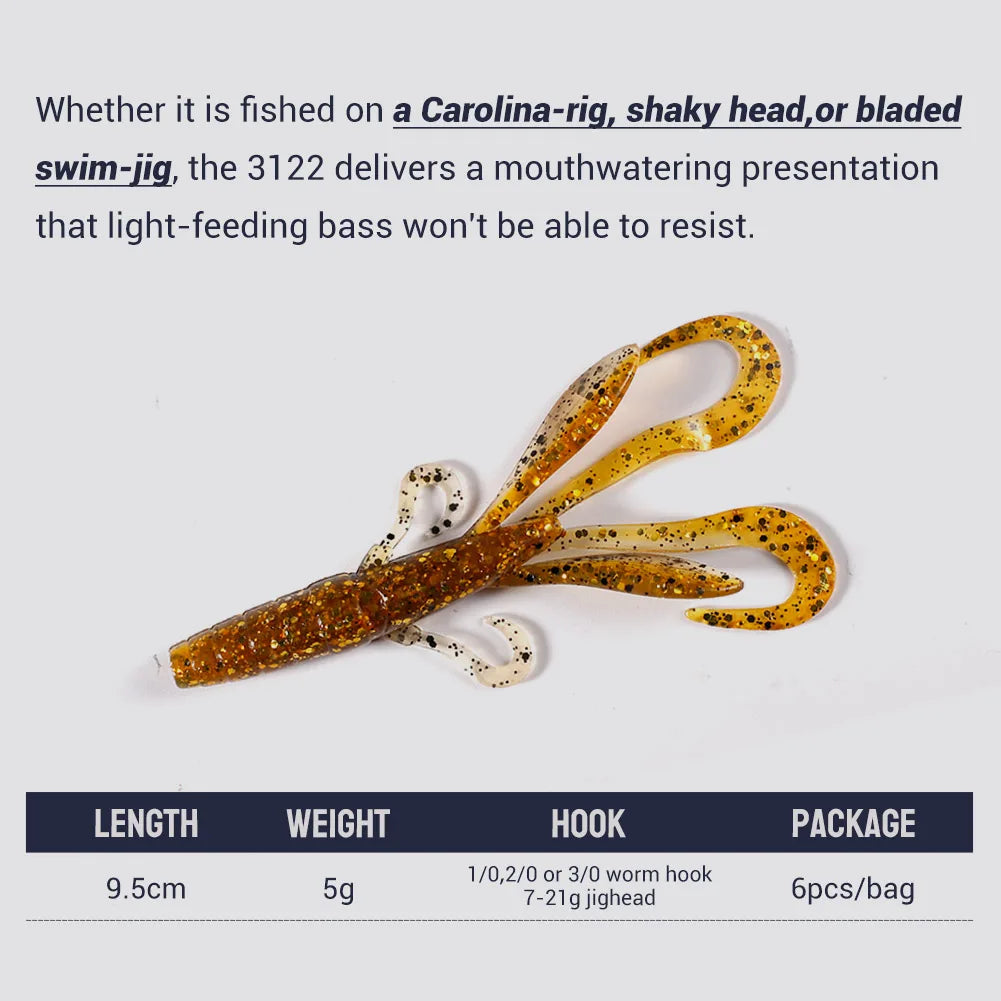 Thinner Creature Silicone Soft Swimbait 9.5cm 5g, Shrimp Wobbler for Bass Fishing