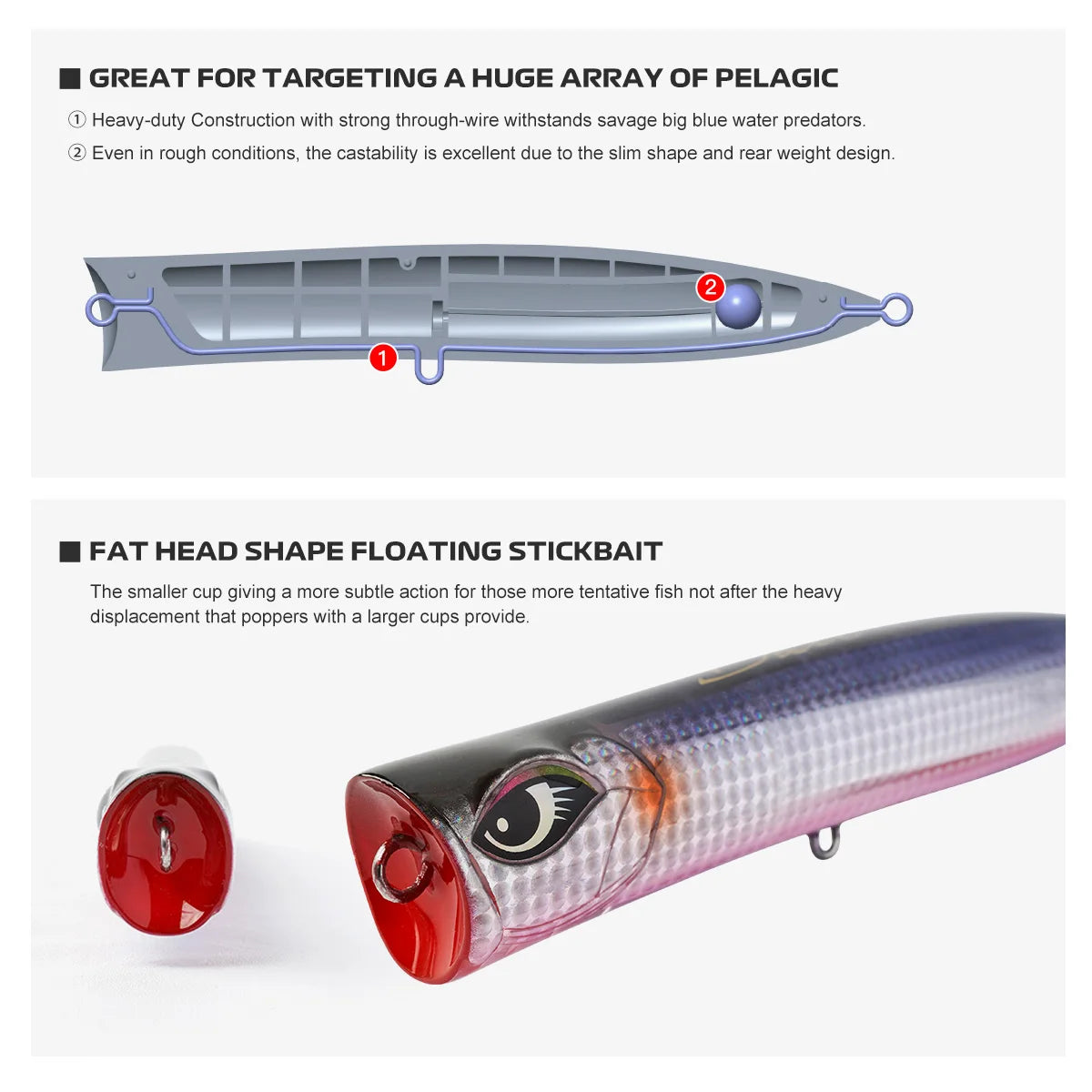 190mm 70g Daio Popper for Tuna and GT Fishing