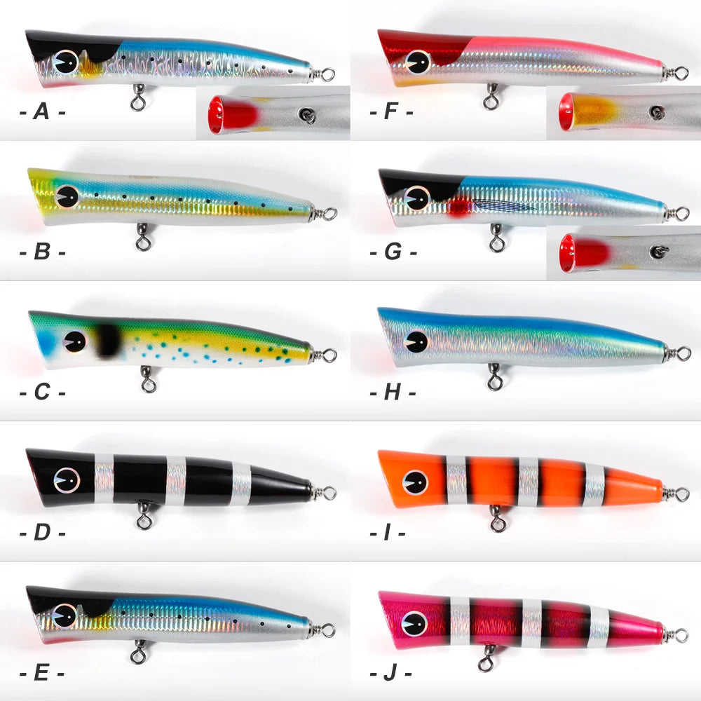 Heavy Duty Wooden Popper Lure 180mm for GT Trolling and Big Game Fishing