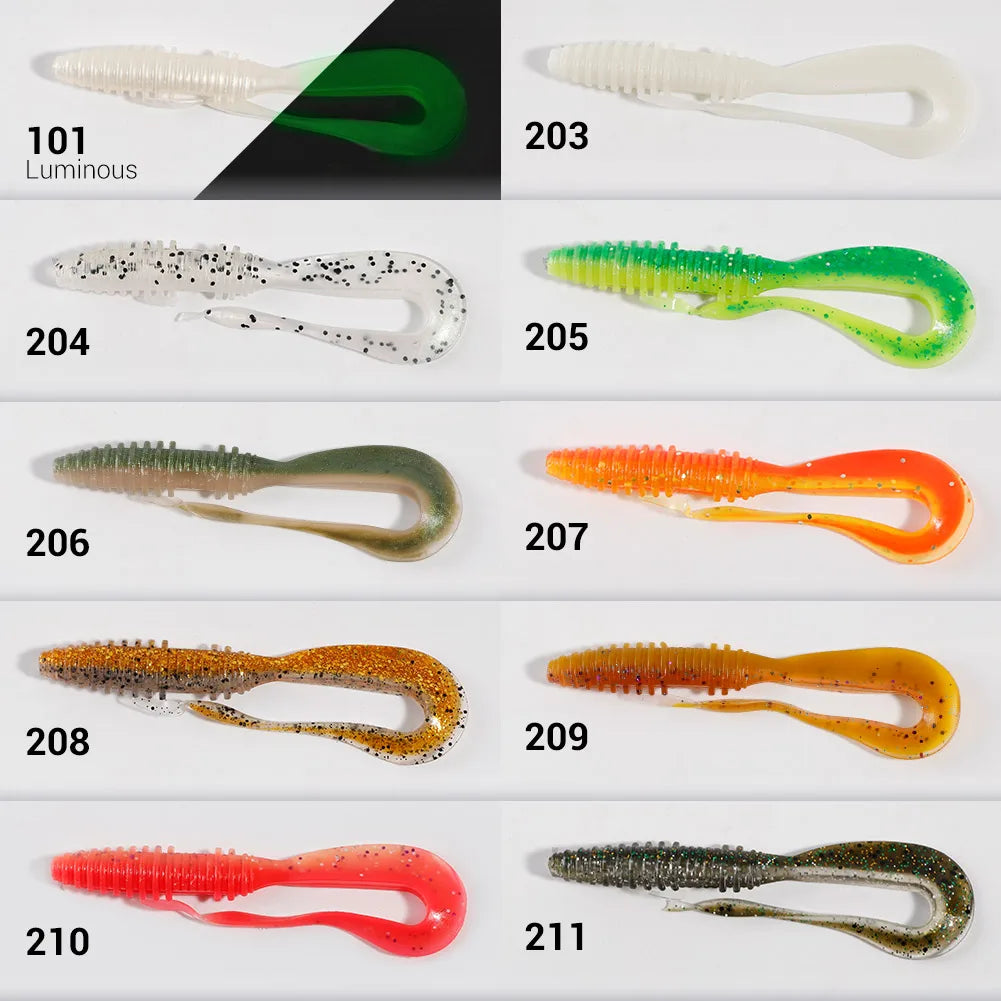 Soft Silicone Lures 6cm-14cm Special Tail Worm Swimbaits for Crap and Bass Fishing