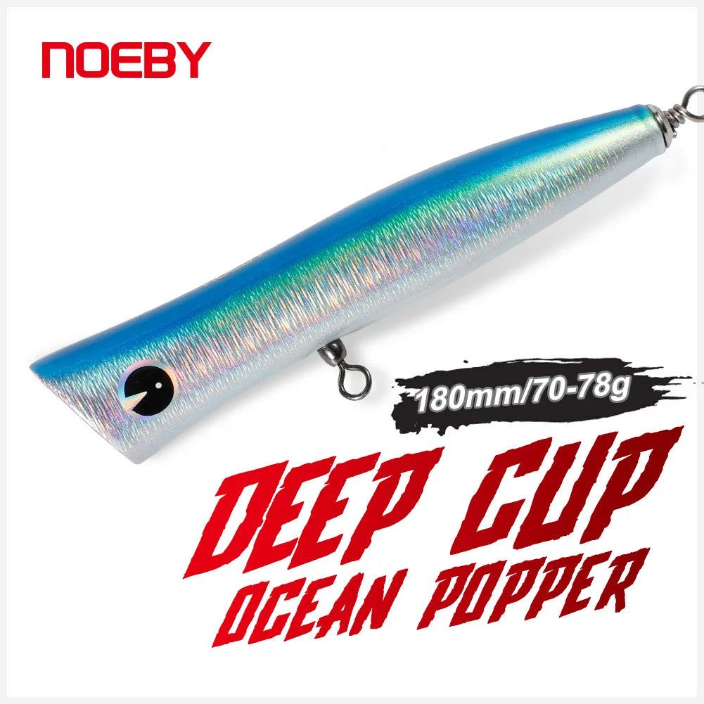 Heavy Duty Wooden Popper Lure 180mm for GT Trolling and Big Game Fishing
