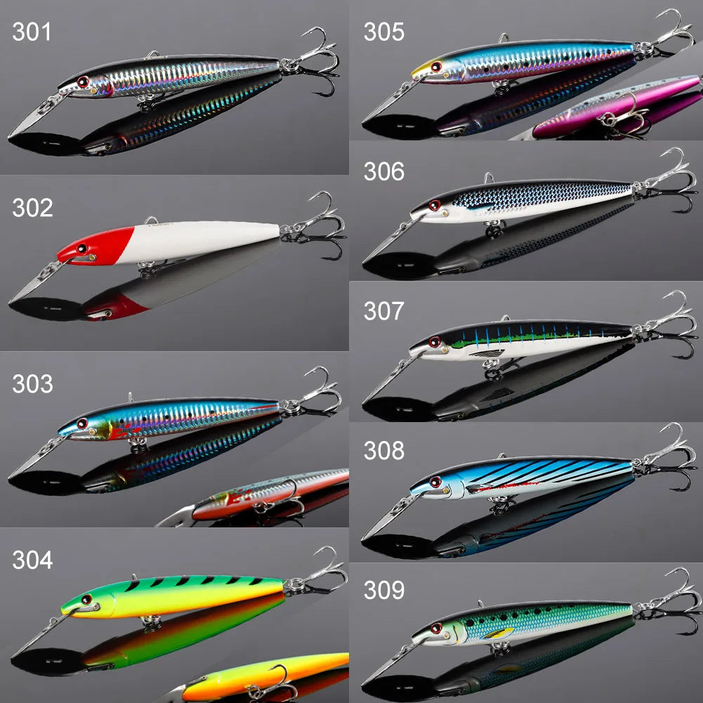 130mm 32.5g-225mm 76g Trolling Minnow Set for Boat Fishing