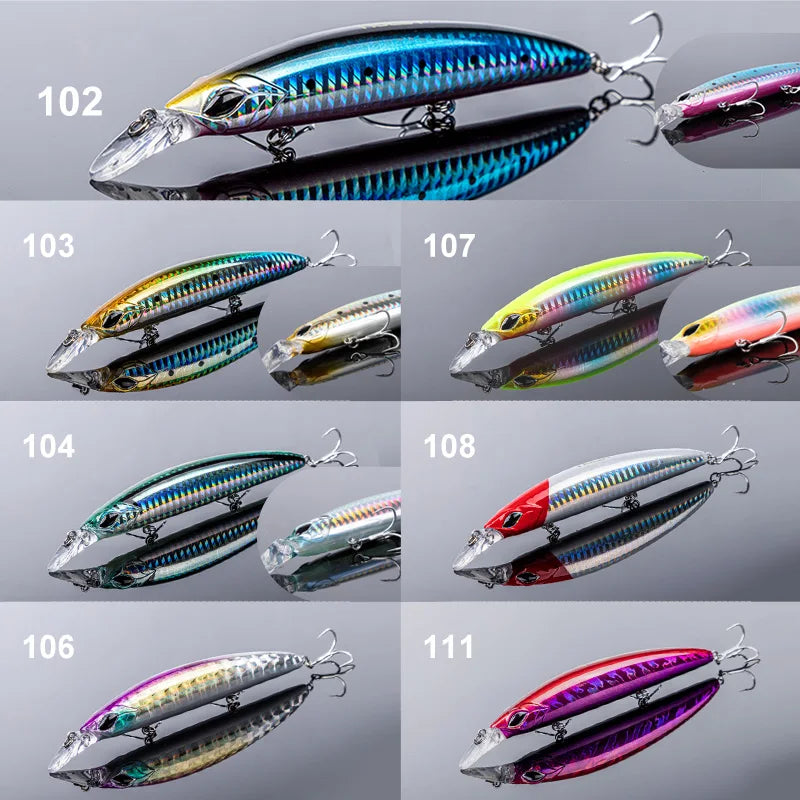 110S 19g, 110F 19g, 130F 23g Minnow Casting Wobblers Jerkbait for Saltwater Fishing