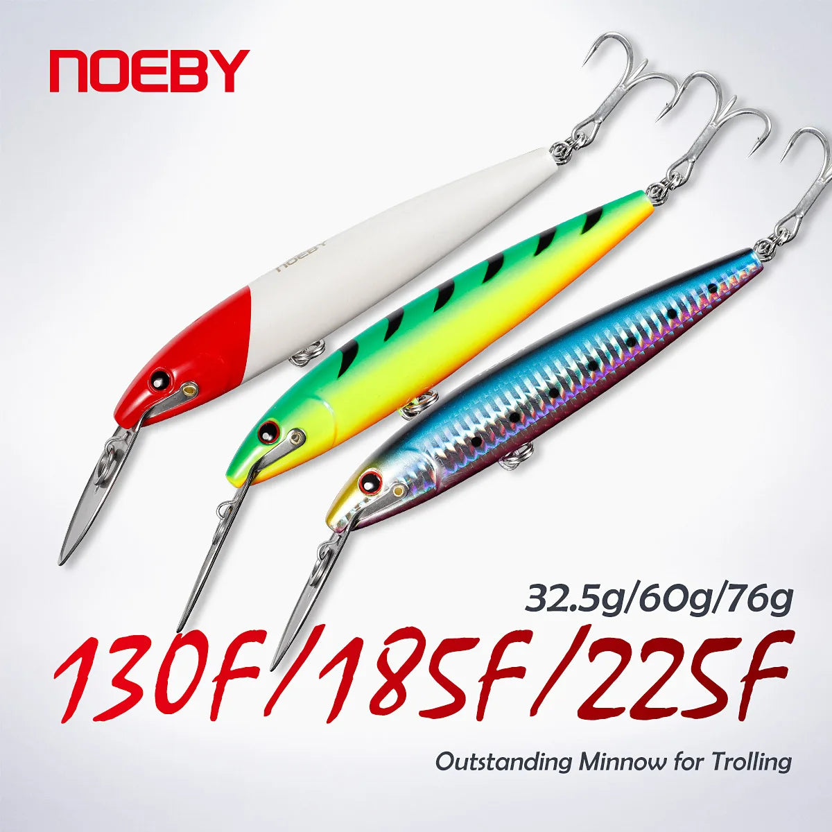 130mm 32.5g-225mm 76g Trolling Minnow Set for Boat Fishing