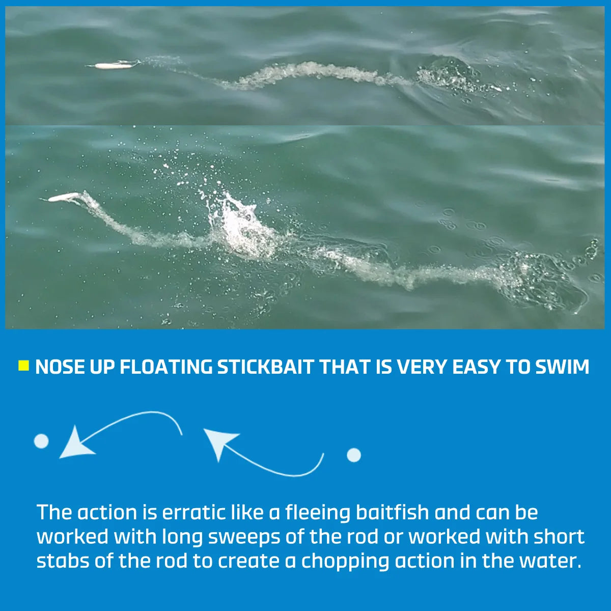 160mm 46g Blue Vortex Stickbait Floating Pencil with Rolling Action for Tuna and GT Fishing