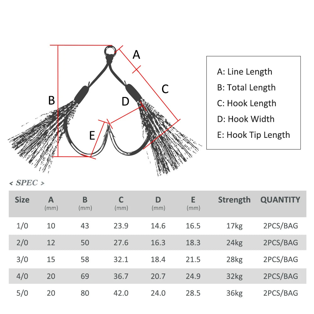 Slow Pitch Jigging Assist Rig Hooks