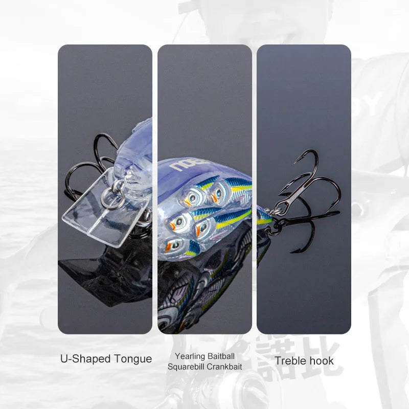 Sound Floating Crankbait 60mm 12.5g Wobbler Jerkbait for Bass, Trout, and Carp