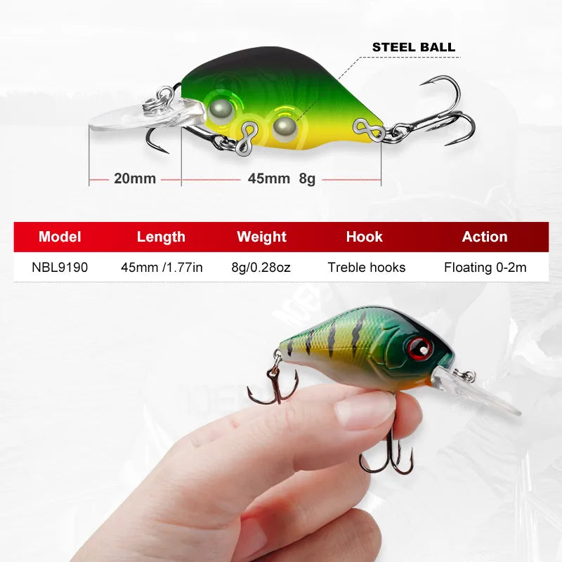 4.5cm 8g Floating Mini Crankbait Minnow Wobbler for Trout and Pike Fishing