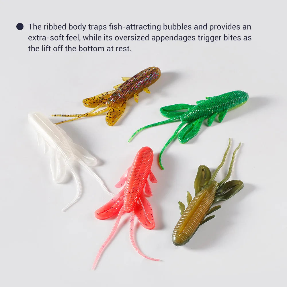 Silicone Soft Creature Bait 90mm 9g for Bass Fishing, Shrimp Worm Fishing Tackle Lure