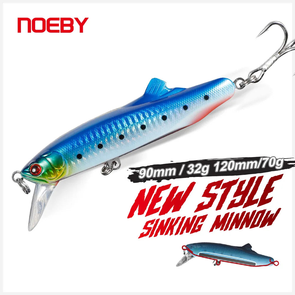 90mm 32g-120mm 70g Sinking Minnow Lure for Saltwater Fishing