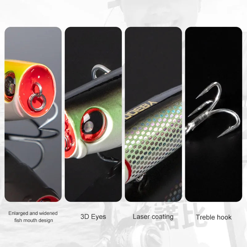 105mm 24g Popper Lure Set for Saltwater and Freshwater Fishing