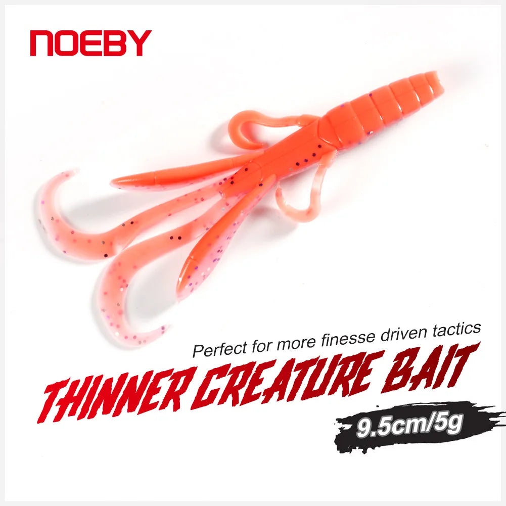 Thinner Creature Silicone Soft Swimbait 9.5cm 5g, Shrimp Wobbler for Bass Fishing