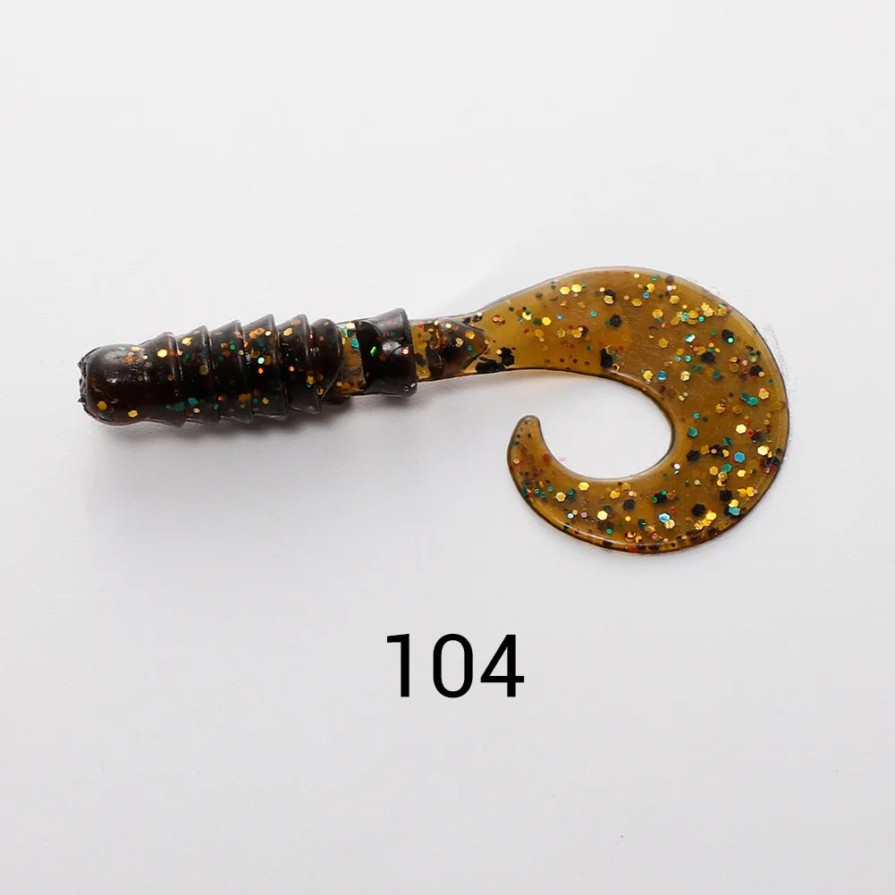 8pcs 60mm-80mm Silicone Grub Spinner Lures for Bass