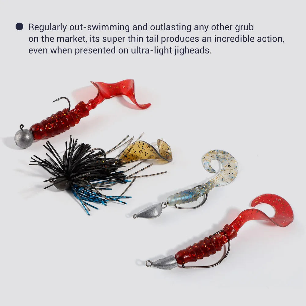 8pcs 60mm-80mm Silicone Grub Spinner Lures for Bass