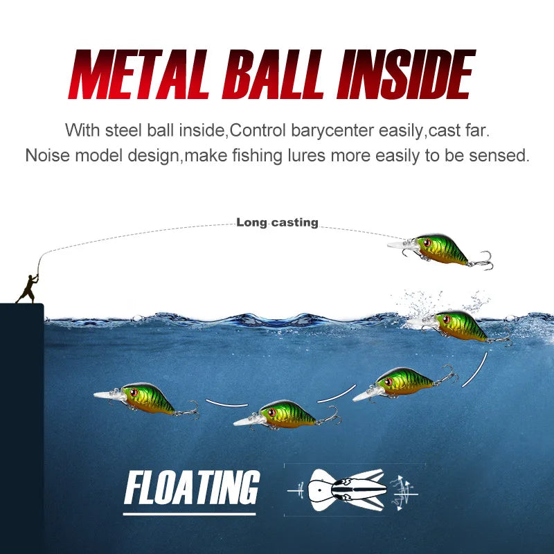 4.5cm 8g Floating Mini Crankbait Minnow Wobbler for Trout and Pike Fishing