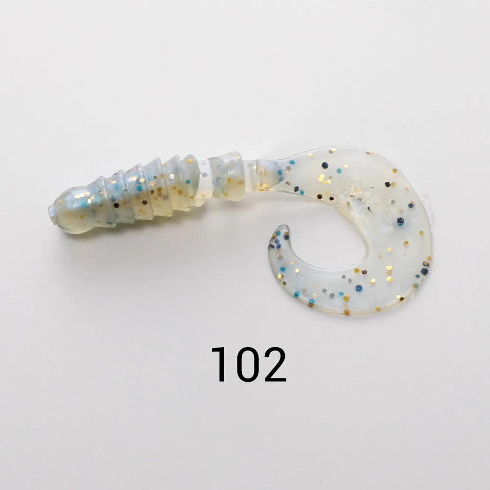 8pcs 60mm-80mm Silicone Grub Spinner Lures for Bass