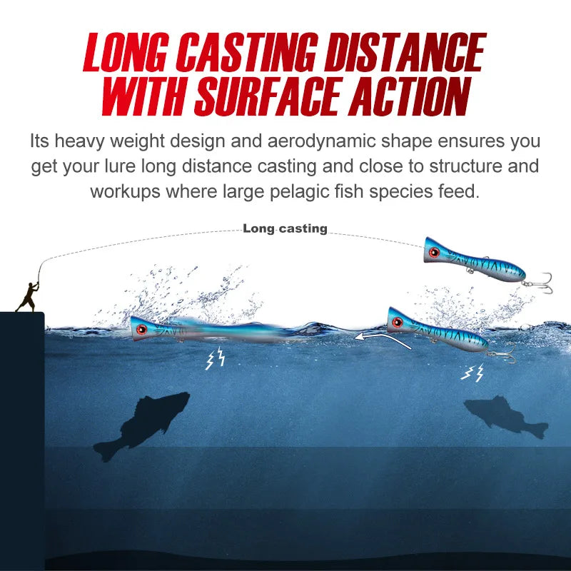 205mm 133g Big Game Popper for GT and Tuna Fishing