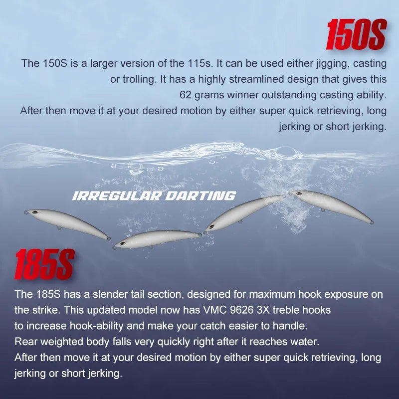 115mm 51g Sinking Pencil Lure for GT and Tuna Fishing