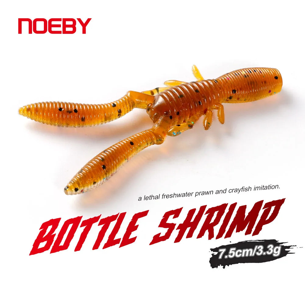 Bottle Shrimp Soft Bait 7.5cm 3.4g for Bass, Pike, and Trout Fishing
