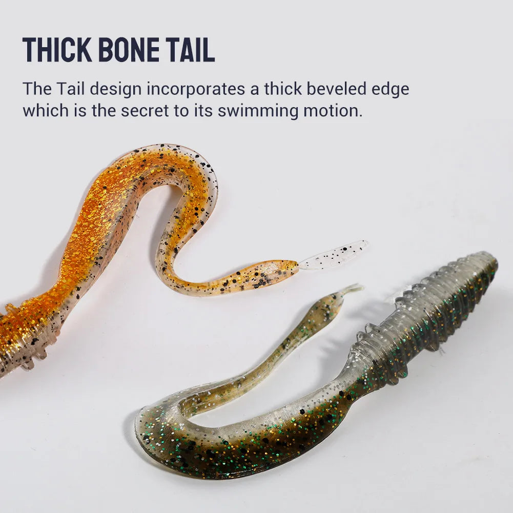 Soft Silicone Lures 6cm-14cm Special Tail Worm Swimbaits for Crap and Bass Fishing