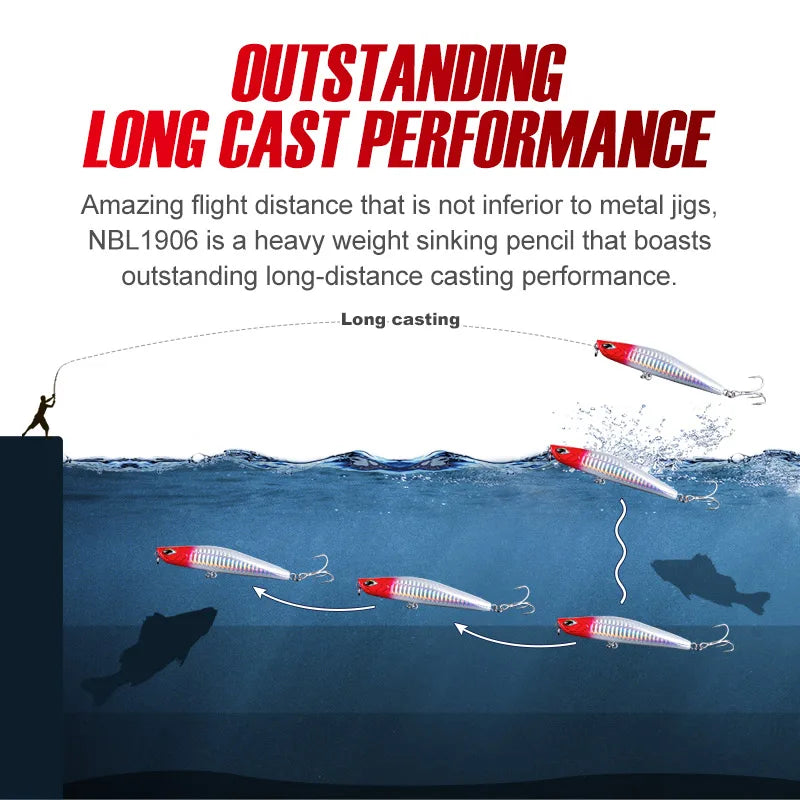 80mm 14g-99mm 36g Sinking Pencil Lure for Bass and Sea Fishing