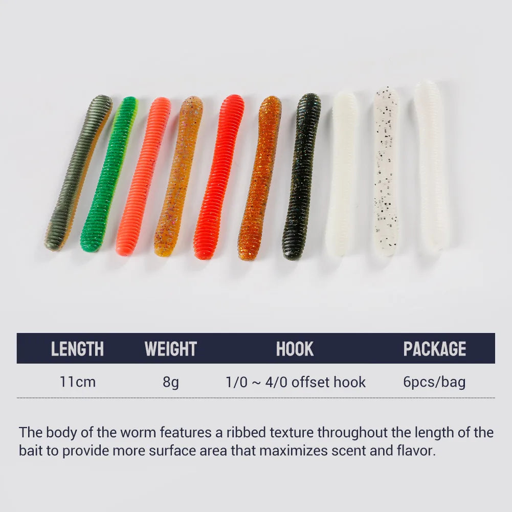 Silicone Stick Worm Soft Lure 11cm 8g for Bass and Pike Fishing