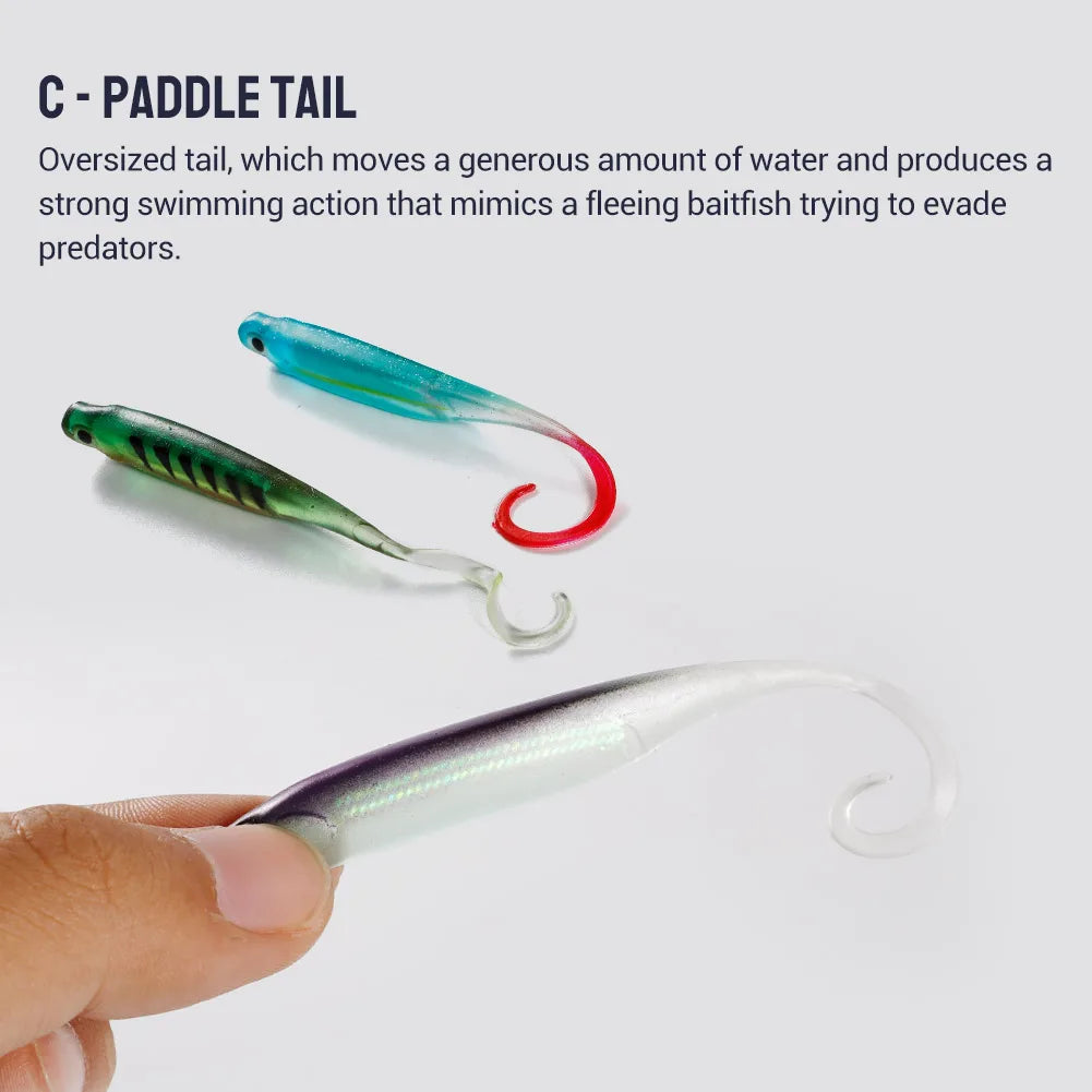 Silicone Shad Soft Lure 75mm-115mm T Tail for Bass and Sea Fishing