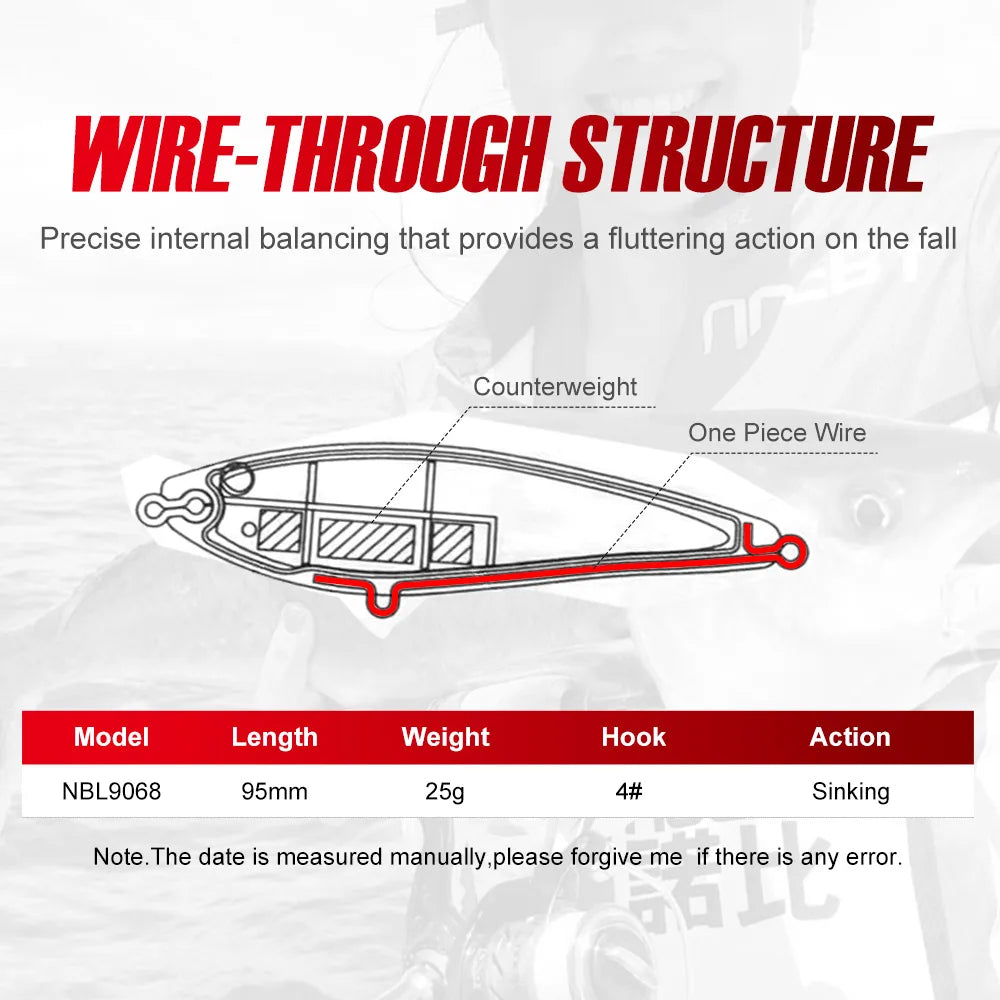 Sinking Pencil Stickbait 95mm 25g for Seabass and Pike