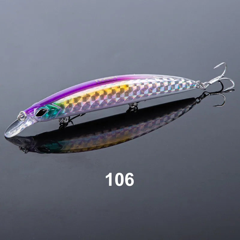110S 19g, 110F 19g, 130F 23g Minnow Casting Wobblers Jerkbait for Saltwater Fishing