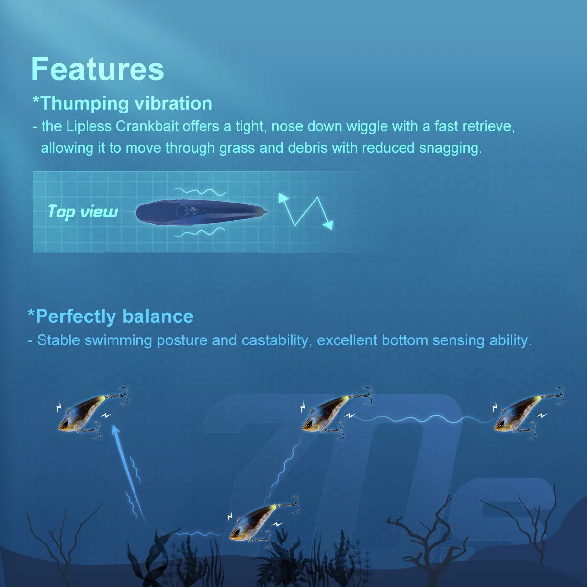 7cm 17.5g Lipless Crankbait VIB for Bass and Pike
