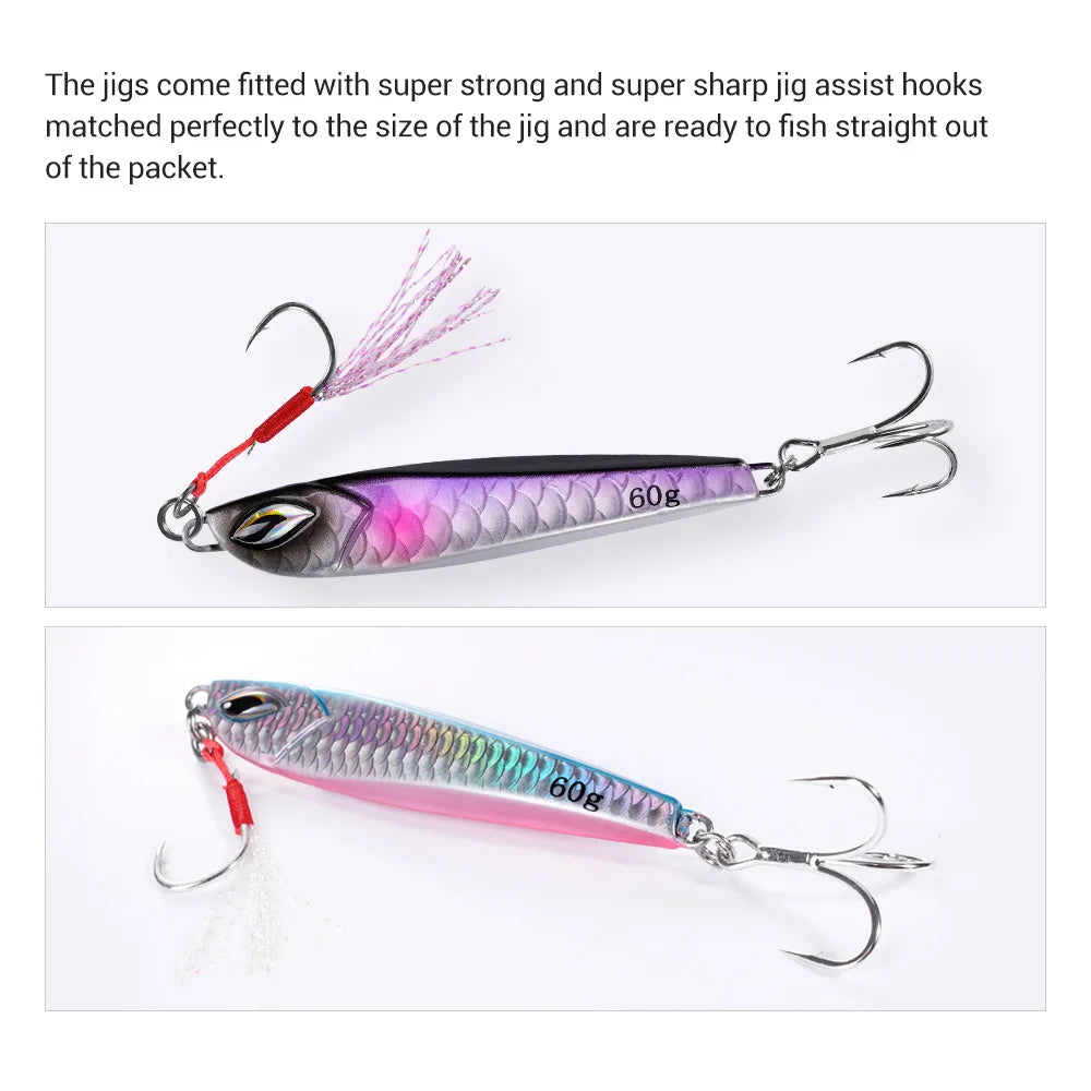 60g Sardine Slide Metal Jig for Long Casting and Saltwater Fishing