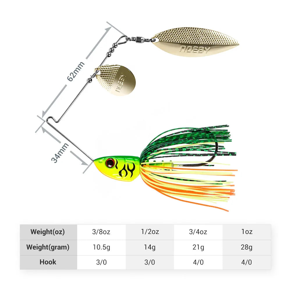 Spinnerbait 10.5g-28g Double Willow Blade for Bass Fishing