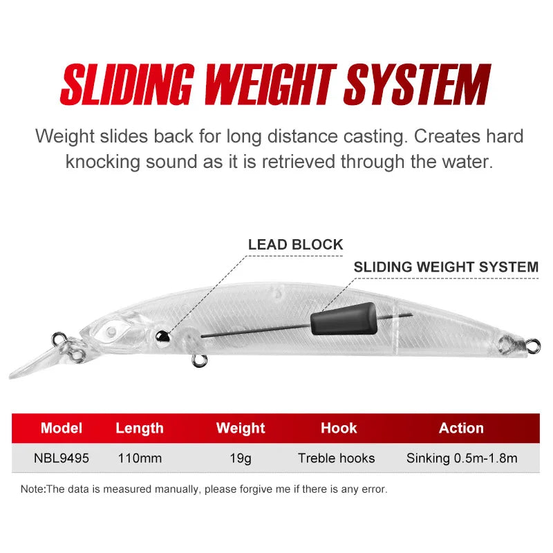 110S 19g, 110F 19g, 130F 23g Minnow Casting Wobblers Jerkbait for Saltwater Fishing